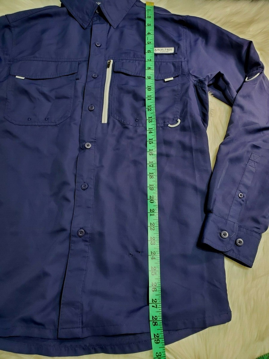 Chemise De Pêche Realtree Fishing Homme – Manches Longues – Bleu Patriote – Taille S Petite