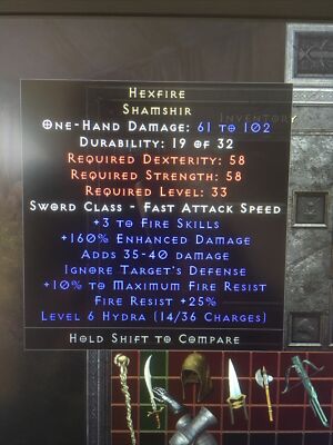 D2R Diablo 2 Resurrected:SC:PC: Hexfire / Hexenfeuer (shamshir)