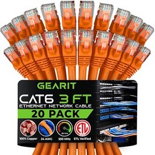 Gear IT Cat 6 Ethernet Cable 3 Ft / 3' Orange 20 Pack Cat6 Patch Cable Cat 6