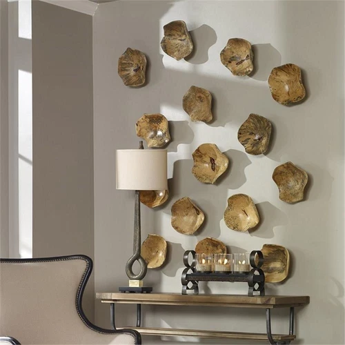 Uttermost Tamarine 3-Piece Coastal Wood Wall Sculpture Set in Natural and Gray - Picture 6 of 7