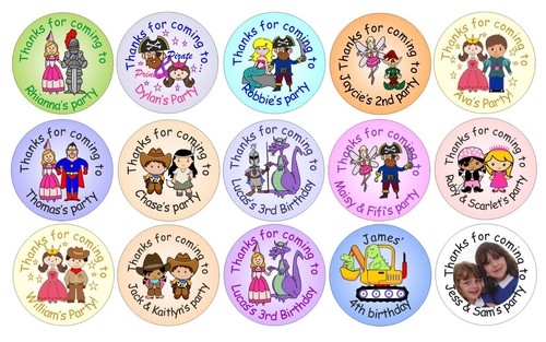 48 custom personalised birthday / party stickers for boys & girls & joint party - Picture 1 of 15