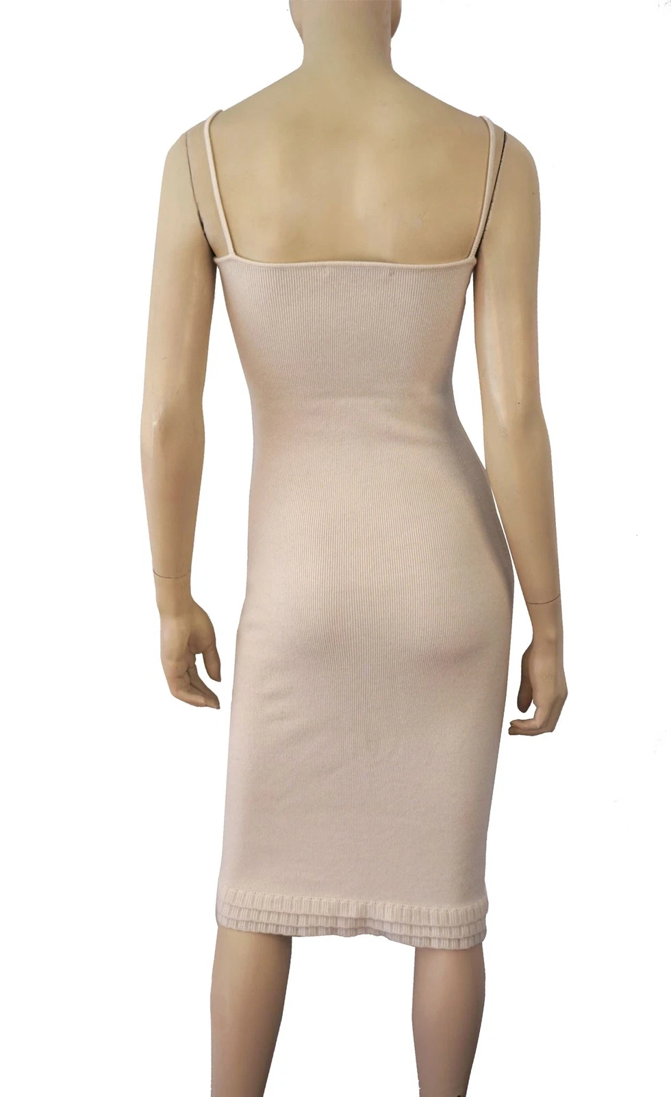 OFF WHITE Abito Midi Randolph Duke Off Miscela Lana Bianca Lavorato a Maglia S