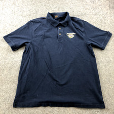 Vintage Nashville Predators Polo Shirt Men Large Blue Spell Out Logo Embroidered