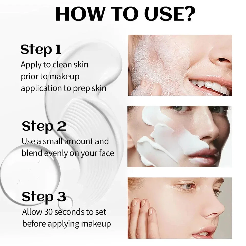 Face Primer Pore Base Gel Cream Cover Pores Water Embellish Silky Dark Circles - Image 4 of 4