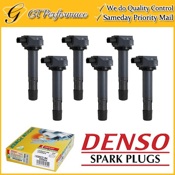 Quality Ignition Coil  DENSO Spark Plug 6PCS Set for MDX RDX RLX TLX/ Accord V6