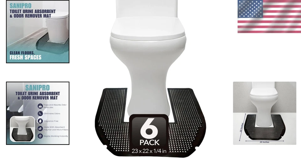 Высокопоглощающие брызговики с нескользящим дизайном — 6 одноразовых ковриков для ванной - Изображение 2 из 4