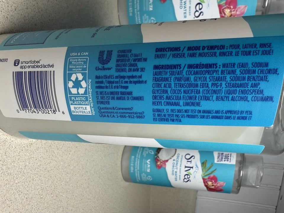 NUEVO Lote de 4 Jabón Corporal Líquido Hidratante St Ives Agua de Coco y Orquídea 16 Fl Oz Foto 4 de 4