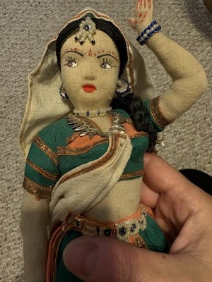 Vintage Handmade Indian Cloth Doll Traditional Sari Folk Costume Souvenir 11 