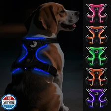 Joytale Light Up Dog Harness, No Pull Dog Harness USB Rechargeable for Night 
