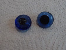 2 Paires 17-18 Mm Yeux En Verre Bleu Sur Fils