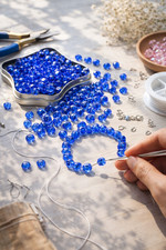 Crystal Beads 8mm Beads for Jewelry Making Bulk 180 pcs Navy Blue Roundelle