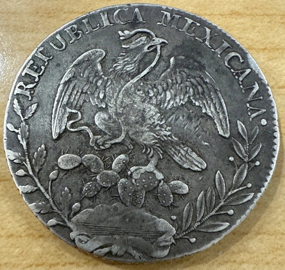Ungraded VERY FINE Mexico 8 Reales 1825 Zs AZ Zacatecas Antique Silver Coin - Image 2 of 4