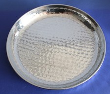 Tablett Teller -Schale -Metall in Hammerried Muster - Tablett in Silber 29x3,5cm
