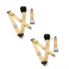 JP CJ/DJ 1971 - 1986  Airplane 3pt Tan Retract Bucket Seat Belt Kit-2 Belts 