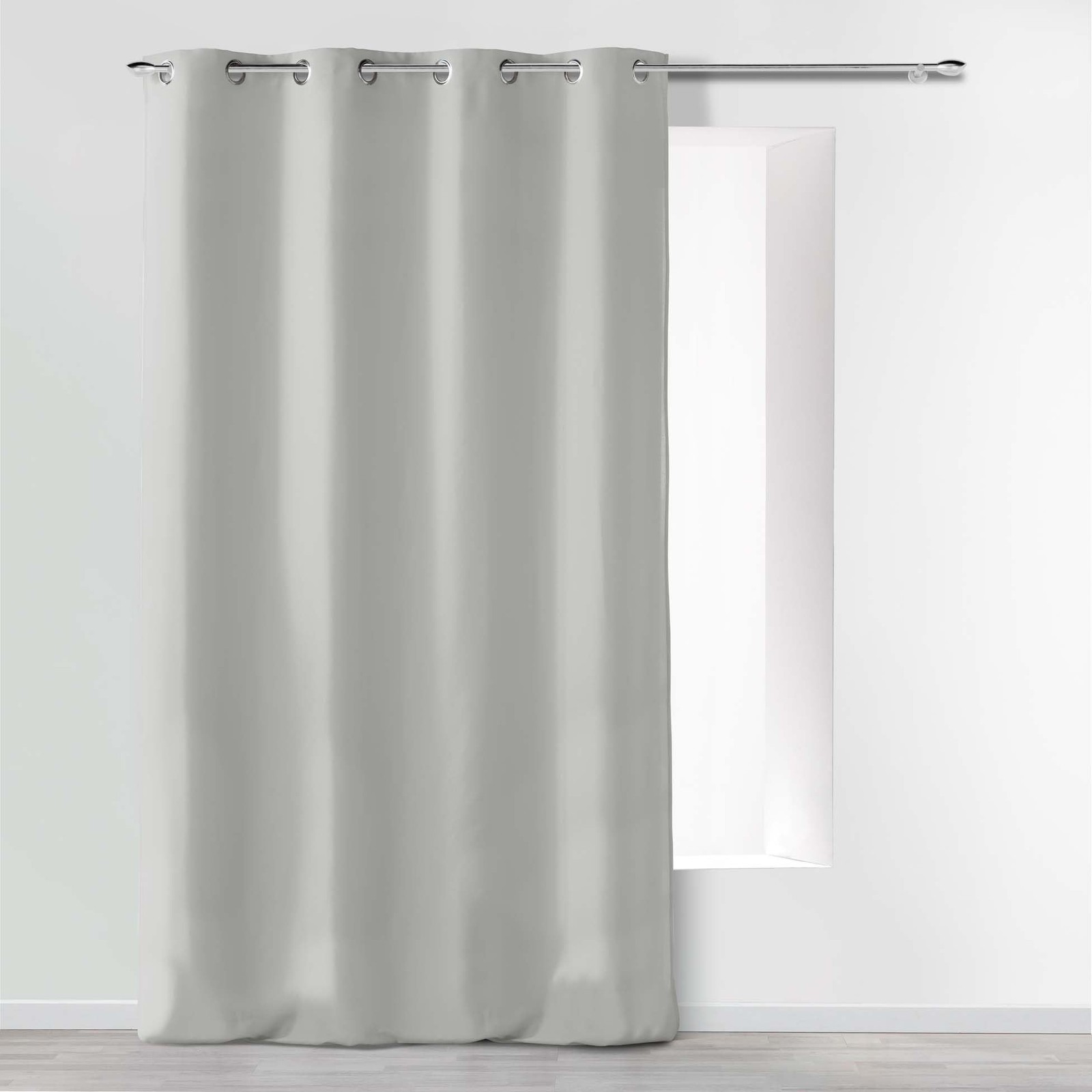 Rideau à oeillets pour salon et chambre moderne teinte gris absolu