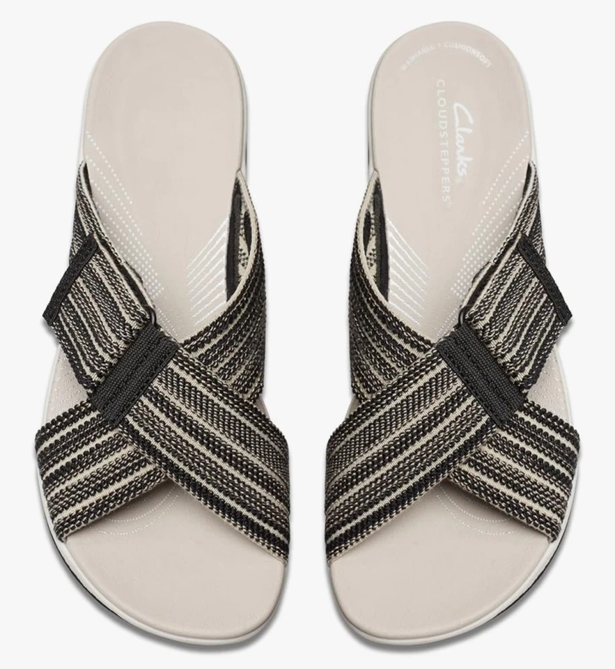 Nuevo CLARKS MUJER Arla Slide Wave Talla Regular US 12W Negro Combinación Foto 4 de 4