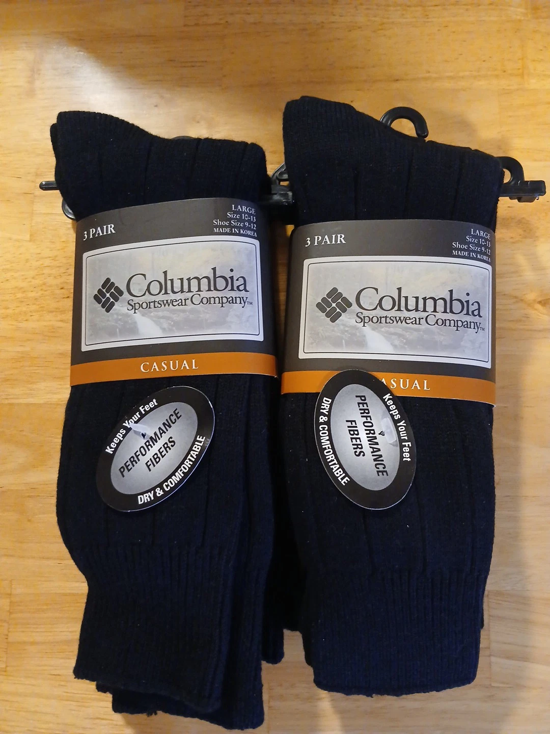 NEW Columbia Mens Casual Socks Large 10-13 Black Dry Comfort Performance 6 Pair