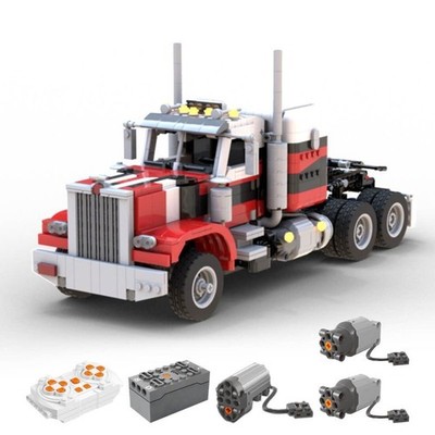 Modubrix Mocs Bricks Sets Peterbilt 359 Semi Truck 1538 Parts Building Toys Kits