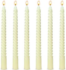 Ivory Spiral Taper Candles 6 PCS 10 Inch Unscented Dripless Twisted