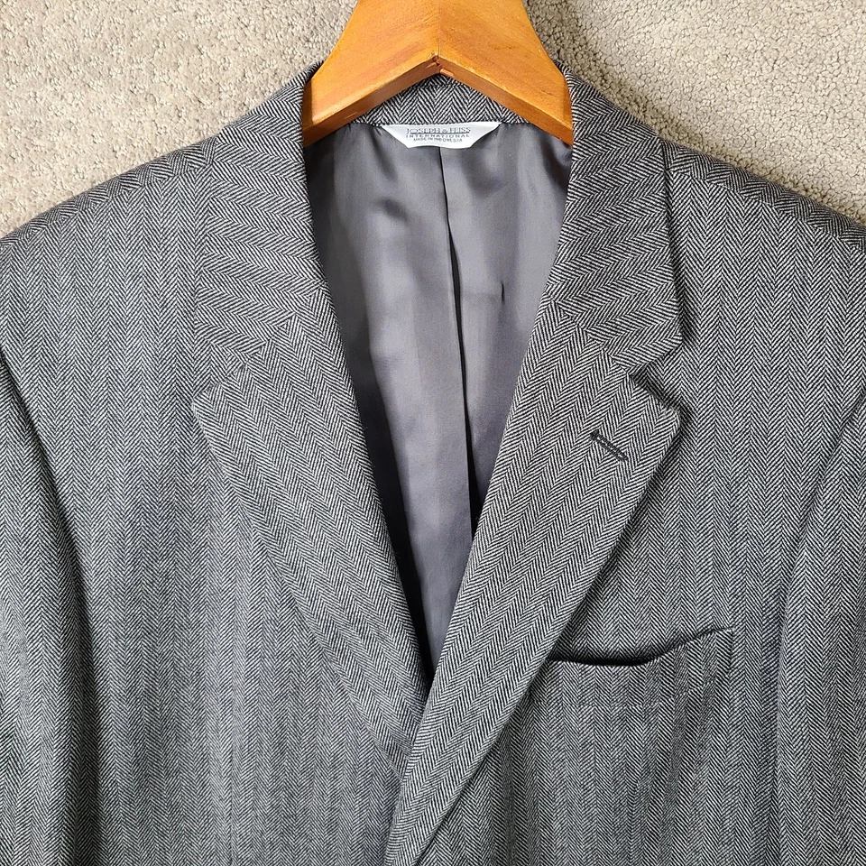 Chaqueta Joseph & Feiss Hombre 42R Gris Espiga Blazer Lana 2 Botones Chevron Abrigo Foto 2 de 4