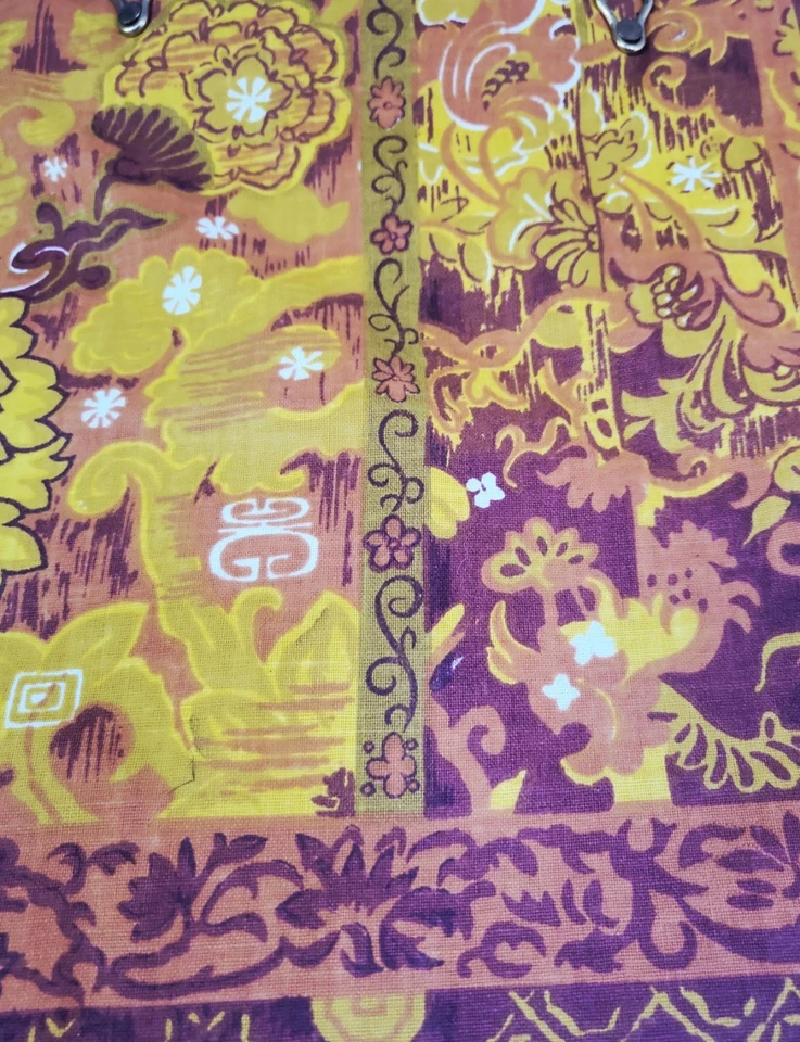 Bolso de Mano Vintage Años 60 MCM Groovy Naranja Amarillo Floral Asa Superior 19" × 13" Foto 3 de 4