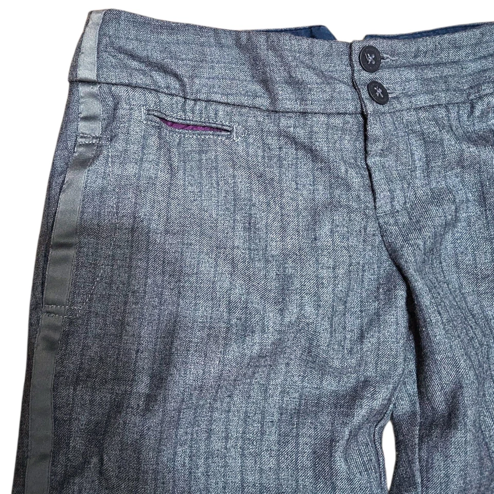 Pantalones acampanados Y2K American Eagle gris satinado a rayas mezcla de lana 4 carrera academia Foto 4 de 4