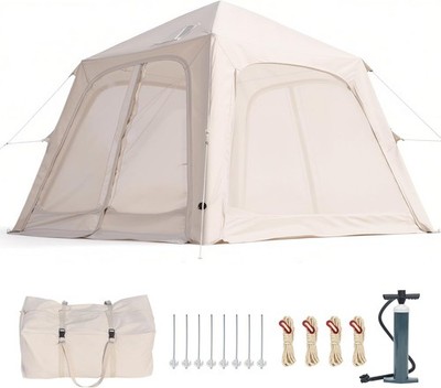 H&ZT Inflatable Blow Up Tents for Camping PU3000mm 4-6 Person Trekking Pole Tent