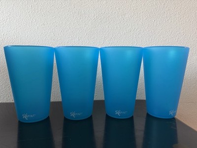 Silipint Blue Silicone Tumblers Set of 4 Solid Color Drinking Glasses