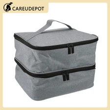 1Pcs Double Layer Nail Polish Carrying Case Storage Organizer Nylon Gray