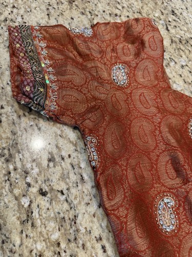 Womens Indian Clothing Beautiful Terracotta Beaded Kurta Pajama Shawl Size 0-2 - Picture 4 of 9