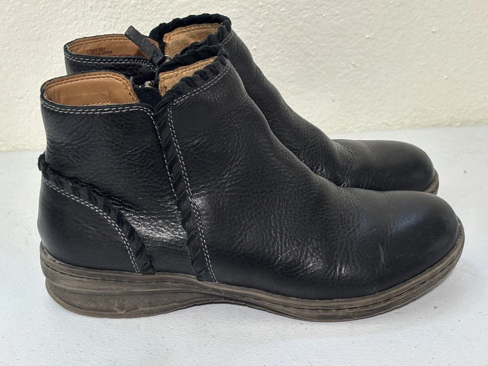 Botines Comfortiva Fallston para mujer cuero negro punta redonda cremallera 8W Foto 4 de 4