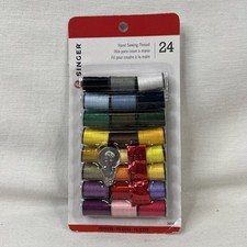24 pack SINGER 30264 Polyester Sewing Thread Assorted Colors-3 Needles-Threader