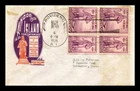 DR JIM STAMPS US COVER RHODE ISLAND FDC SCOTT 777 BLOCK OF 4 IOOR CACHET