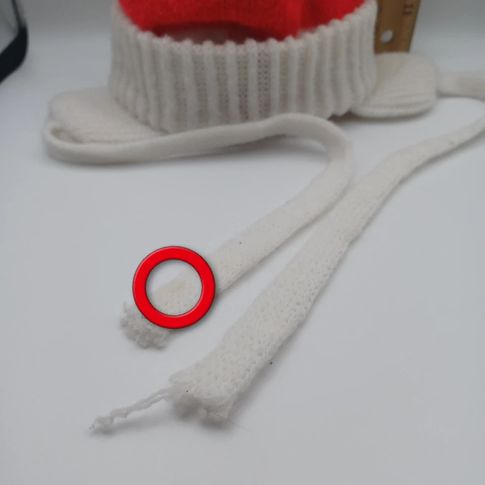 Teddy Bear Knit Infant Ear Flap Pom Winter Trapper Hat Newborn Baby Holiday VTG - Image 3 of 4