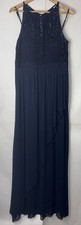 Adrianna Papell Womens Navy Lace Sleeveless Evening Dress Gown 12 MOB Wedding