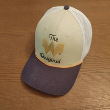 Whataburger The Original Snapback Trucker  Hat Mesh Back Cap Tan Blue Orange