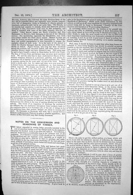 Original alter antiker Druck Notizen Umbau Gewürz Holzstämme Balken 1874
