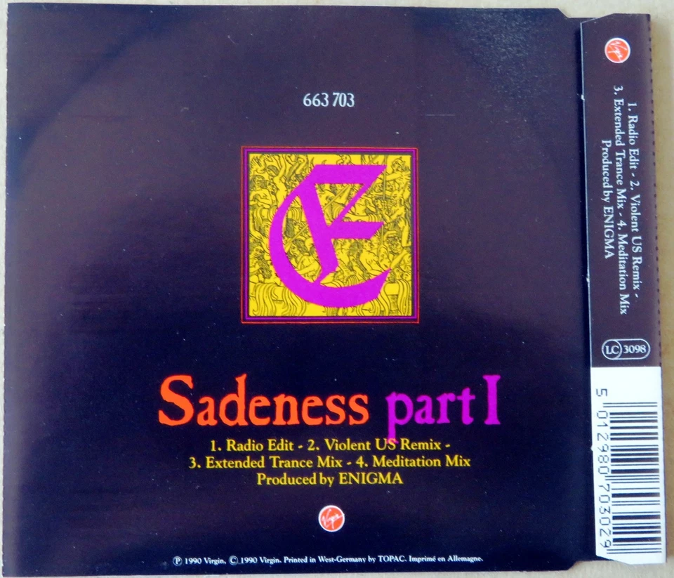 Enigma - Sadness part 1 -  Single-CD - Bild 2 von 2