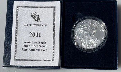 2011-W American Silver Eagle Burnished 1 oz .999 US Mint $1 Coin OGP Box & COA