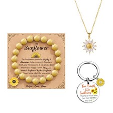 Sunflower Gift for Women Set Sunflower Necklace Gifts Socks Sunflower Bracele...