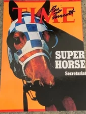 RON TURCOTTE SECRETARIAT - 1973 BELMONT STAKES SIGNED 5x7 TRIPLE CROWN TIME