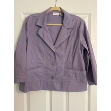 Chicos Womens Sz 2 Lavender Purple Button Front Jacket Contrast Stitch Large