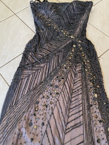 Jovani Beaded Floor Length Gown- Size 14- Strapless - Corset- Whimsigoth- Gray - Picture 9 of 19