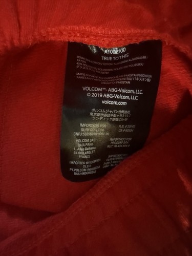 Volcom A1002100 STB Men's Size Small Round About FLC Sweat Shorts Red BRAND NEW! - 第 7/10 張圖片