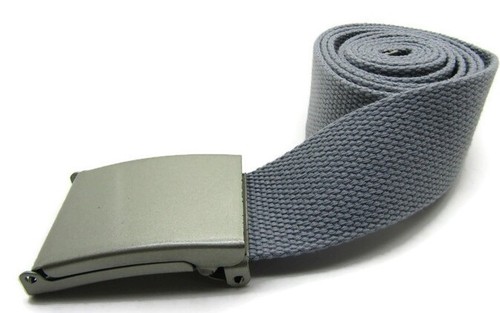 Unisex High Quality Canvas Fabric Webbing Belt Brushed Silver Buckle Army Style - Picture 155 of 275