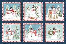 Christmas Fabric Snowman Snow Scenes Bundle Up Cotton Henry Glass 24"X44" Panel