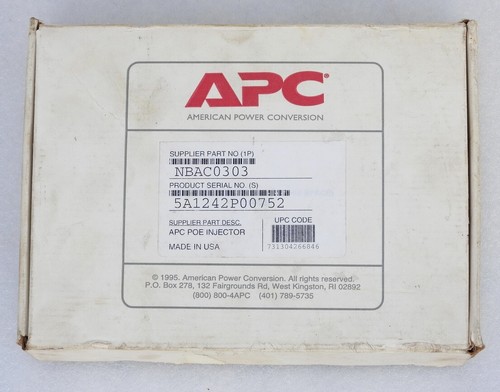 APC PoE INJECTOR MODEL NBAC0303 WITH WIDE RANGE AC-DC ADAPTER - 第 1/11 張圖片