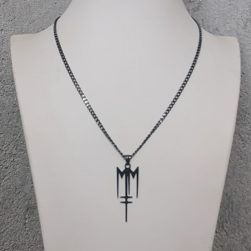 Marilyn Manson symbol black S.steel pendant with 22inch curb link necklace