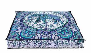 New Indian Hippie Vintage Floor Pillow Cushion Pouf Cover Squar Foot Stool Yoga