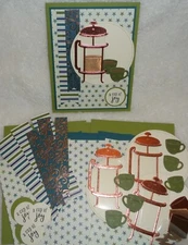 Stampin Up! Card Kit Coffee UNIQUE French Press A LITTLE LATTE LOVE Cup of JOY